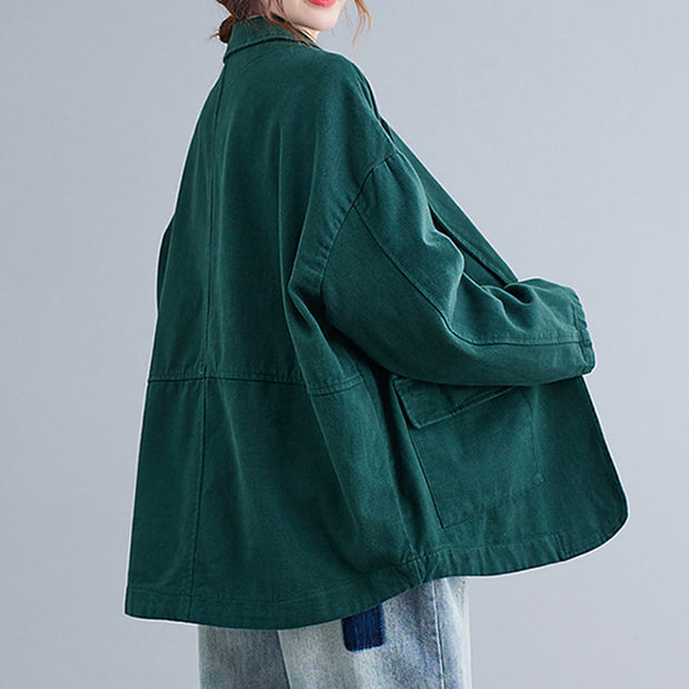Buddha Stones Retro Solid Color Women's Cotton Blazer Jacket With Pockets - image 21