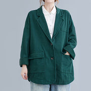 Buddha Stones Retro Solid Color Women's Cotton Blazer Jacket With Pockets - Teal - US14，UK/AU18，EU46 (2XL) - image 16