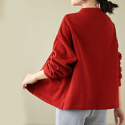 Buddha Stones Solid Color Women's Cotton Buttons Jacket With Pockets - image 8