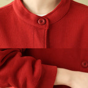 Buddha Stones Solid Color Women's Cotton Buttons Jacket With Pockets - image 12