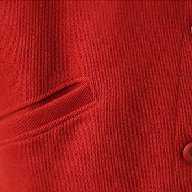 Buddha Stones Solid Color Women's Cotton Buttons Jacket With Pockets - image 13