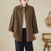 Buddha Stones Casual Solid Color Women's Jacket With Pockets - SaddleBrown - US14，UK/AU18，EU46 (2XL) - image 22