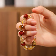 Buddha Stones Natural Golden Rutilated Quartz Tiger Eye Beads Wealth Bracelet - image 4