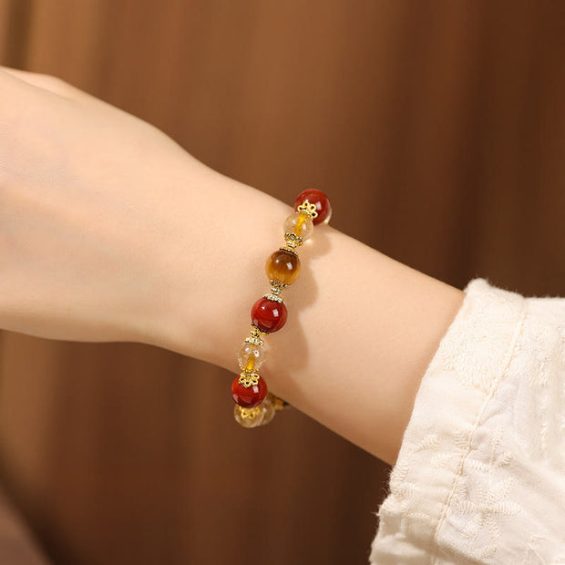Buddha Stones Natural Golden Rutilated Quartz Tiger Eye Beads Wealth Bracelet - image 10