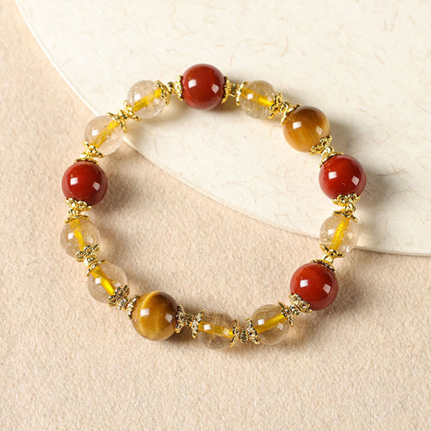 Buddha Stones Natural Golden Rutilated Quartz Tiger Eye Beads Wealth Bracelet - image 2