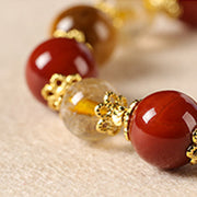 Buddha Stones Natural Golden Rutilated Quartz Tiger Eye Beads Wealth Bracelet - image 12