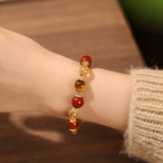 Buddha Stones Natural Golden Rutilated Quartz Tiger Eye Beads Wealth Bracelet - image 5