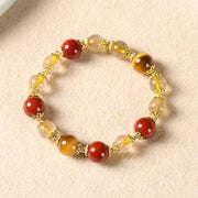 Buddha Stones Natural Golden Rutilated Quartz Tiger Eye Beads Wealth Bracelet - image 3