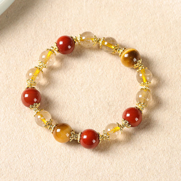 Buddha Stones Natural Golden Rutilated Quartz Tiger Eye Beads Wealth Bracelet - image 3