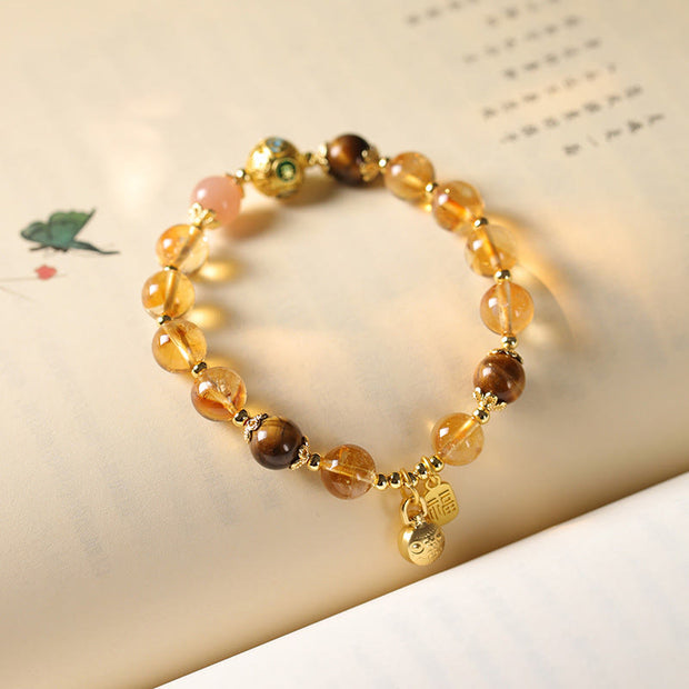 Buddha Stones Natural Citrine Fu Character Lucky Beast Prosperity Bracelet - image 9