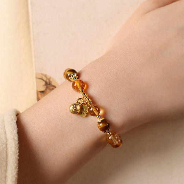Buddha Stones Natural Citrine Fu Character Lucky Beast Prosperity Bracelet - image 5