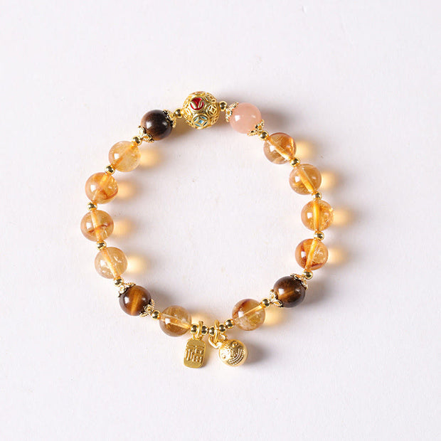 Buddha Stones Natural Citrine Fu Character Lucky Beast Prosperity Bracelet - image 8