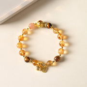 Buddha Stones Natural Citrine Fu Character Lucky Beast Prosperity Bracelet - Citrine & Tiger Eye(Wrist Circumference: 15-16cm) - image 1