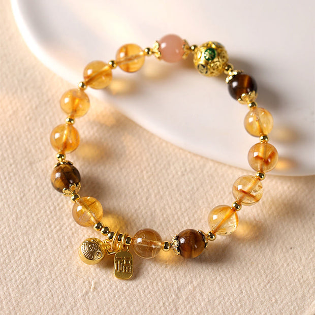 Buddha Stones Natural Citrine Fu Character Lucky Beast Prosperity Bracelet - image 2
