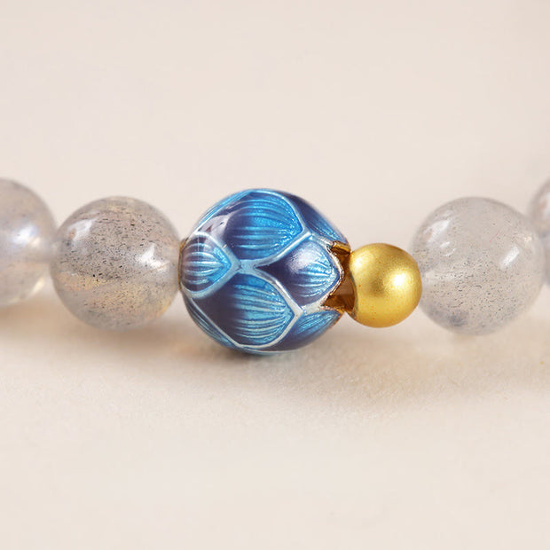 Buddha Stones Natural Moonstone Lotus Love Charming Bracelet - image 10
