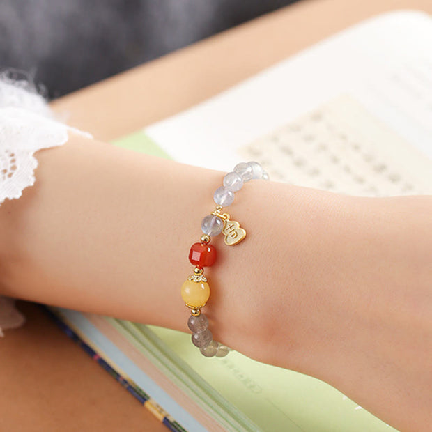 Buddha Stones Natural Moonstone Lotus Love Charming Bracelet - image 14