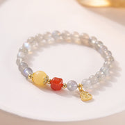 Buddha Stones Natural Moonstone Lotus Love Charming Bracelet - Moonstone & South Red Agate(Wrist Circumference: 15-16cm) - image 11