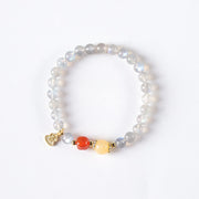 Buddha Stones Natural Moonstone Lotus Love Charming Bracelet - image 13
