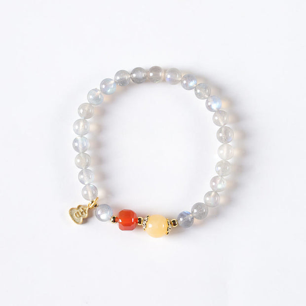 Buddha Stones Natural Moonstone Lotus Love Charming Bracelet - image 13