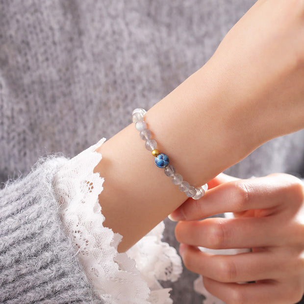 Buddha Stones Natural Moonstone Lotus Love Charming Bracelet - image 5
