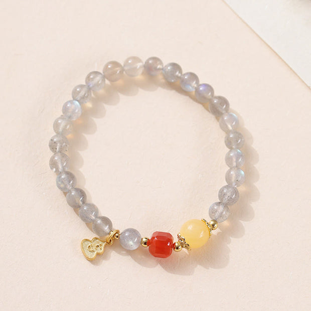 Buddha Stones Natural Moonstone Lotus Love Charming Bracelet - image 12
