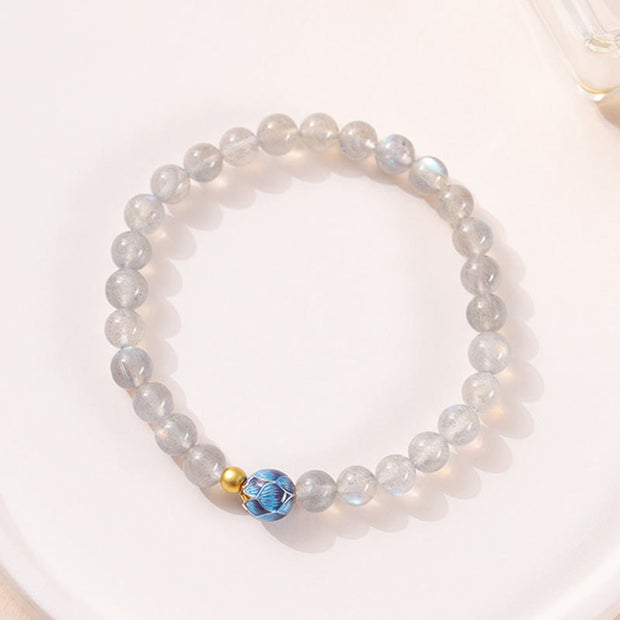 Buddha Stones Natural Moonstone Lotus Love Charming Bracelet - image 3