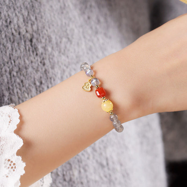 Buddha Stones Natural Moonstone Lotus Love Charming Bracelet - image 15