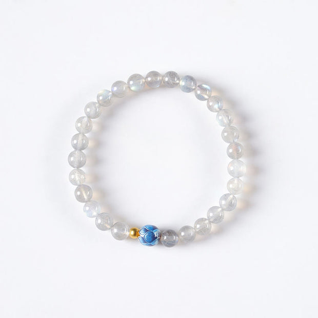 Buddha Stones Natural Moonstone Lotus Love Charming Bracelet - image 8