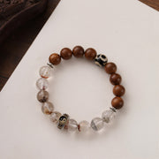 Buddha Stones Lightning Struck Wood Red Phantom Yin Yang Protection Bracelet - image 9