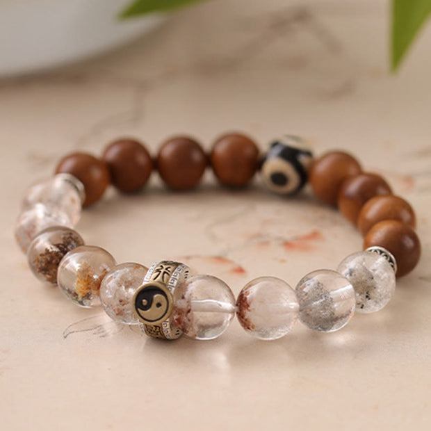 Buddha Stones Lightning Struck Wood Red Phantom Yin Yang Protection Bracelet - image 11