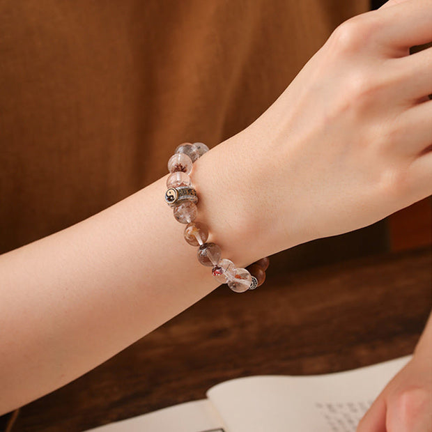 Buddha Stones Lightning Struck Wood Red Phantom Yin Yang Protection Bracelet - image 16
