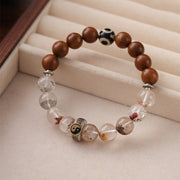 Buddha Stones Lightning Struck Wood Red Phantom Yin Yang Protection Bracelet - image 2