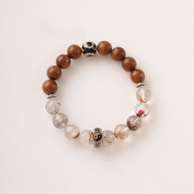 Buddha Stones Lightning Struck Wood Red Phantom Yin Yang Protection Bracelet - image 10