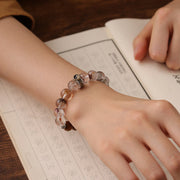 Buddha Stones Lightning Struck Wood Red Phantom Yin Yang Protection Bracelet - image 5