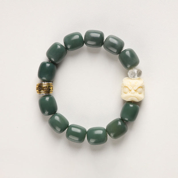 Buddha Stones Bodhi Seed Om Mani Padme Hum Lion Head Peace Bracelet - image 2