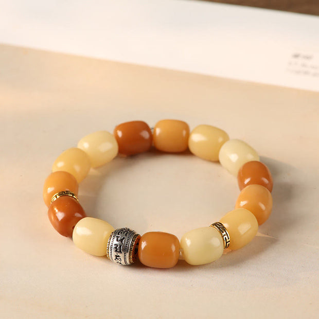 Buddha Stones Bodhi Seed Om Mani Padme Hum Lion Head Peace Bracelet - Yellow Bodhi Seed(Wrist Circumference: 15-17cm) - image 8
