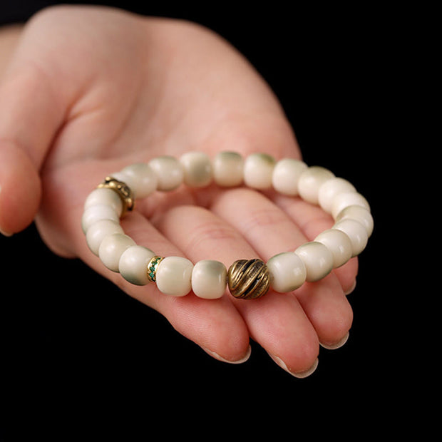 Buddha Stones Bodhi Seed Hammered Copper Brass Garuda Wisdom Bracelet - image 8
