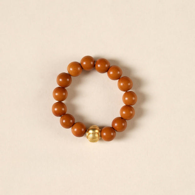 Buddha Stones Olive Pit Bead Copper Coin Inner Strength Ring - Lantern Pattern - 4mm - image 13