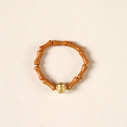 Buddha Stones Olive Pit Bead Copper Coin Inner Strength Ring - Lantern Pattern - 6mm - image 15