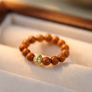 Buddha Stones Olive Pit Bead Copper Coin Inner Strength Ring - image 14