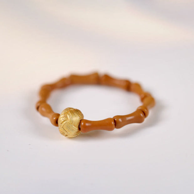 Buddha Stones Olive Pit Bead Copper Coin Inner Strength Ring - image 11