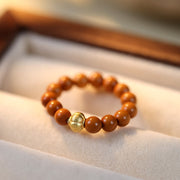 Buddha Stones Olive Pit Bead Copper Coin Inner Strength Ring - image 16