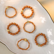 Buddha Stones Olive Pit Bead Copper Coin Inner Strength Ring - image 18