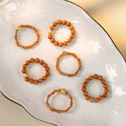 Buddha Stones Olive Pit Bead Copper Coin Inner Strength Ring - image 19