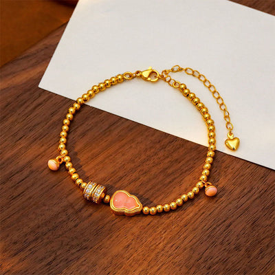 Buddha Stones Copper Brass Plated 24k Gold Beads Gourd Wealth Bracelet - Copper Brass Plated 24k Gold(Wrist Circumference: 20-25cm) - image 1