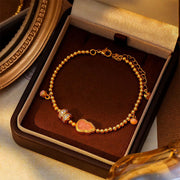 Buddha Stones Copper Brass Plated 24k Gold Beads Gourd Wealth Bracelet - image 2