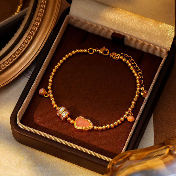 Buddha Stones Copper Brass Plated 24k Gold Beads Gourd Wealth Bracelet - image 2
