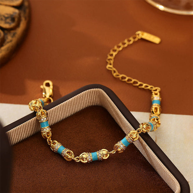 Buddha Stones Copper Brass Plated 24k Gold Vajra Wealth Luck Bracelet - image 5