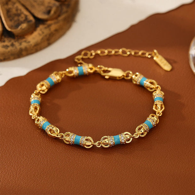 Buddha Stones Copper Brass Plated 24k Gold Vajra Wealth Luck Bracelet - Copper Brass Plated 24k Gold(Wrist Circumference: 20-25cm) - image 1