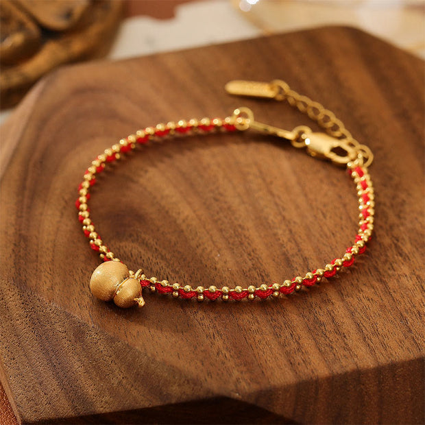 Buddha Stones Red String Copper Brass Gourd Strength Wealth Bracelet - image 3